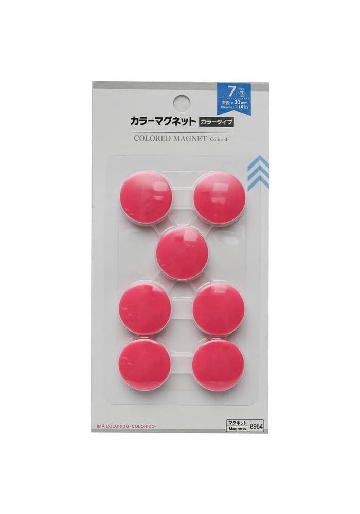 Daiso Colored Magnet - 30mm - 1.18in - 7 Pcs - Pink - Image 1